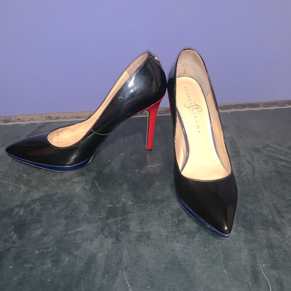 Ivanka Trump 8.5 navy red and black stilettos